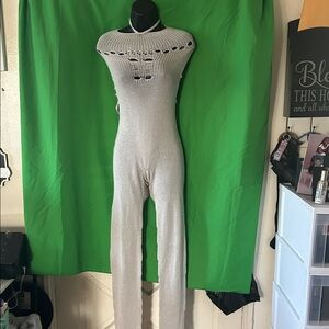 Elegant Cream Knit Jumpsuit